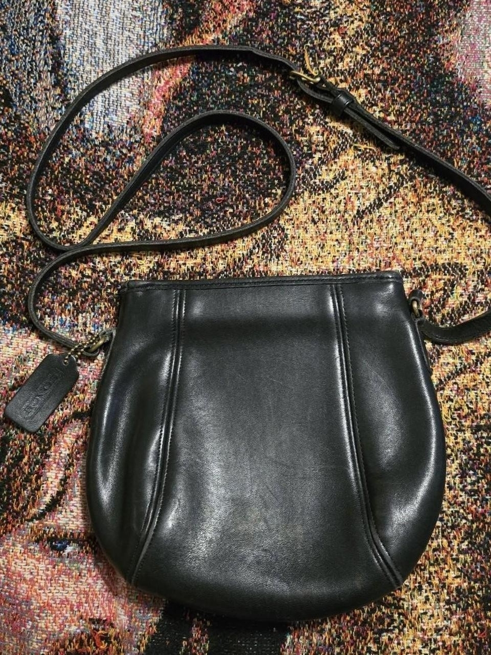 Vintage Coach Small Framed Pouch Crossbody Bag Black Leather 9990 USA Made